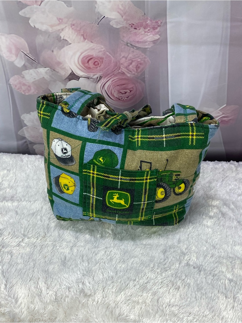 John Deere Patchwork Tote in Green and Yellow Tractor Print